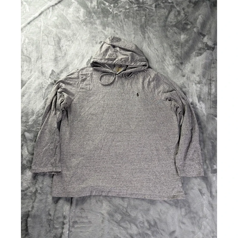 Polo Ralph Lauren Hoodie Mens XL Gray Long Sleeve Embroidered Hooded Drawstring